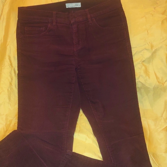 Ann Taylor LOFT Purple Corduroy 'Modern Straight' Pant . W29 main image 1